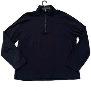 Michael Kors XL Men's Dark Blue Quarter-Zip Mock Neck Cotton Knit Pullover Top
